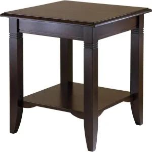 floydsummit Square Wood End Table with Lower Shelf, Traditional Side Table for Living Room, 20" x 22", Cappuccino