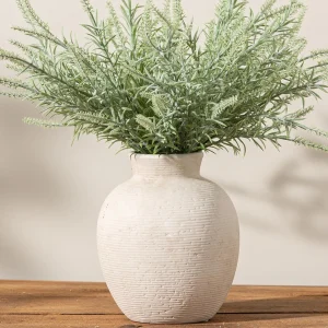 floydsummit 7.4" Rustic Ceramic Flower Vase, Handcrafted Farmhouse Table Vase for Mantel, Shelf & Dining Decor