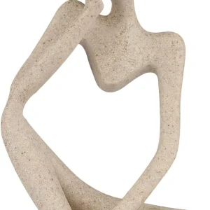 floydsummit Sandstone Resin Thinker Statue, Small Abstract Sculpture for Shelf & Desk Decor, Left-Facing, 4.75"